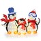 Multi-Color Metal Fabric 3-Piece Lighted Penguin Family Holiday Decor
